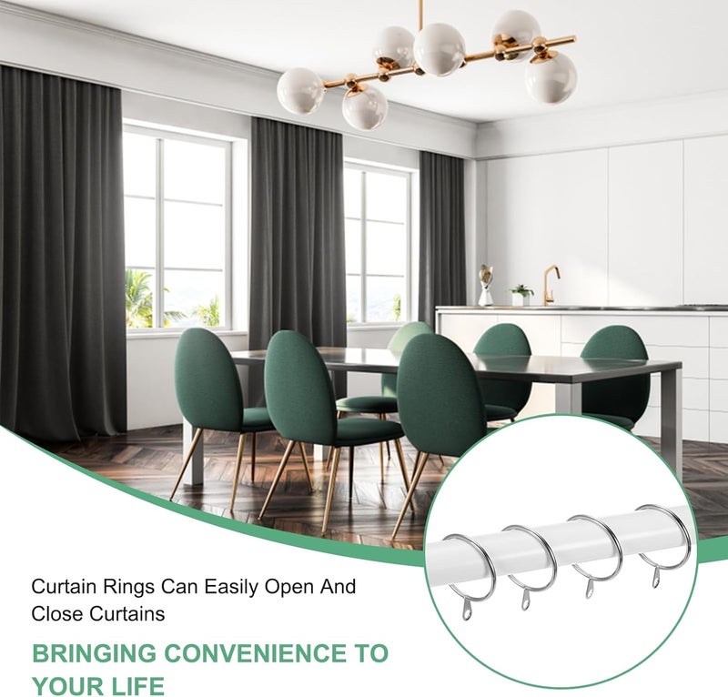 M METERXITY 40-Pack Silver Curtain Rings with Eyelet, Rustproof Metal Rings for Curtain Rods, 2 Inch Interior Diameter Drapery Rings for Curtain Rods for Hanging Drapes/Hats/Towels - Image 4